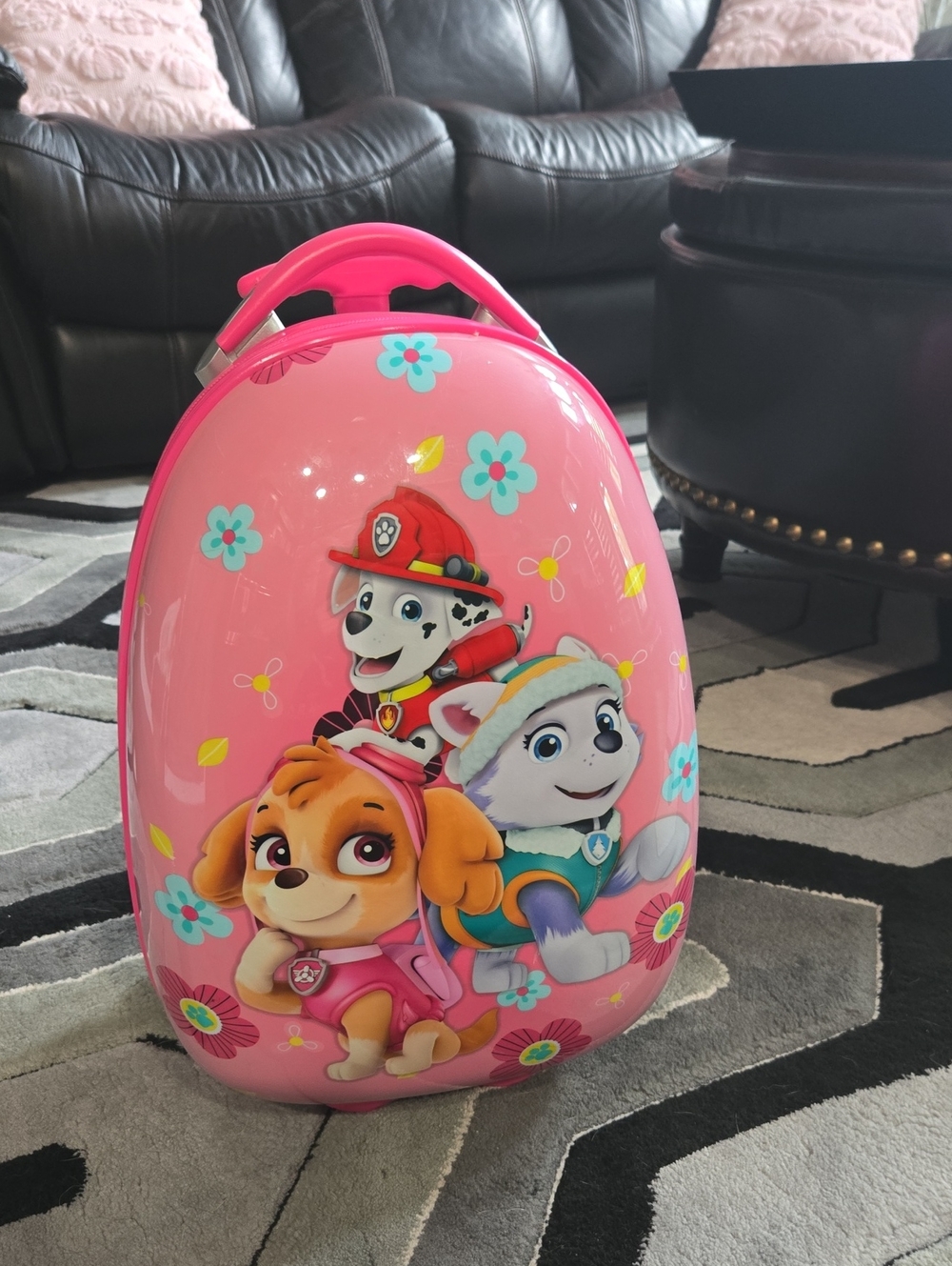 Paw Patrol Kids Pink Hard-Shell Rolling  Suit Case with Pop Up Handle